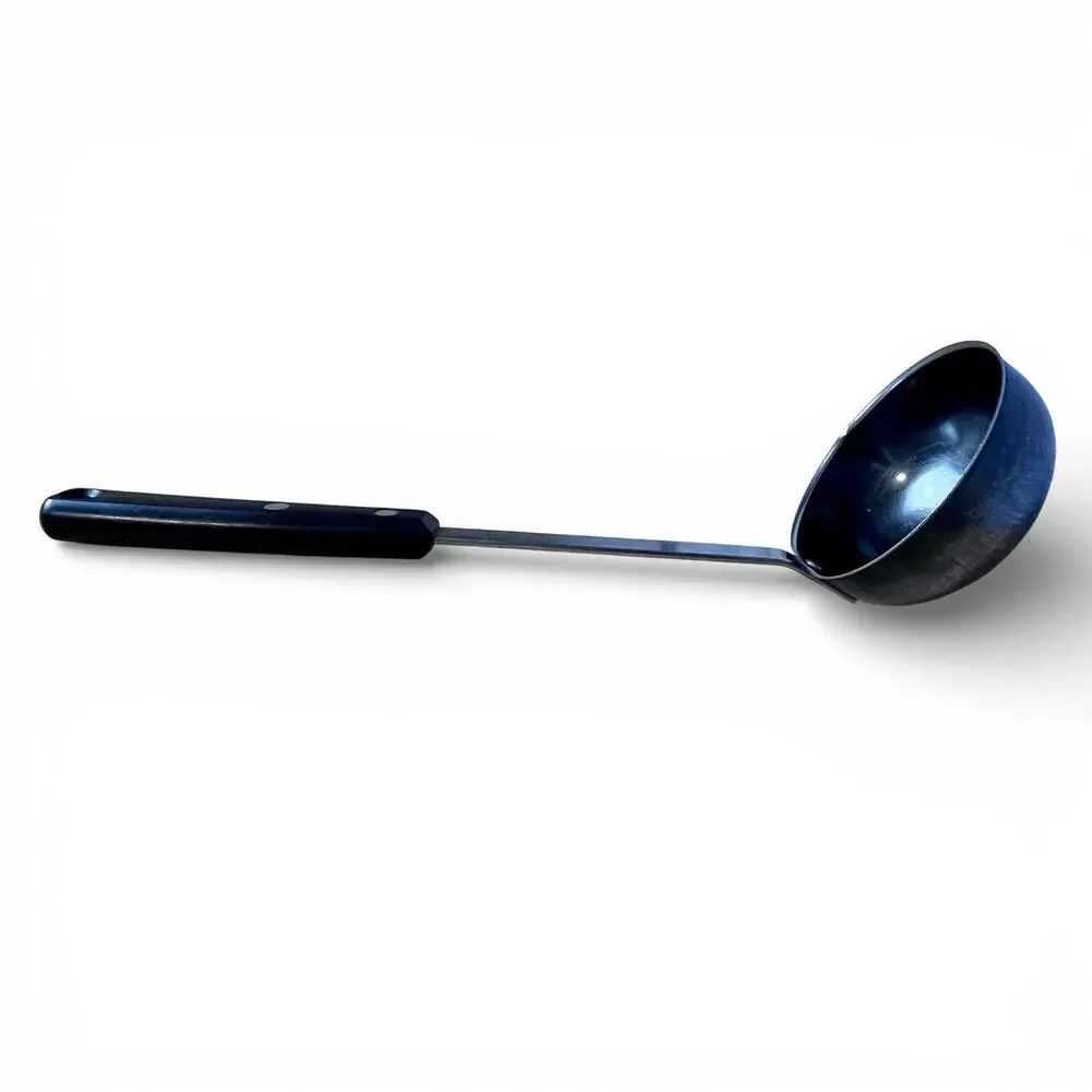 Vintage EKCO Forge Mid Century Stainless Ladle Black Handle Pour Spout 11” USA